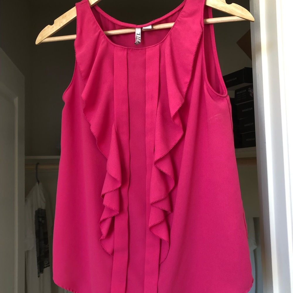 Elle Fuchsia Ruffle Front Sleeveless Camisole
